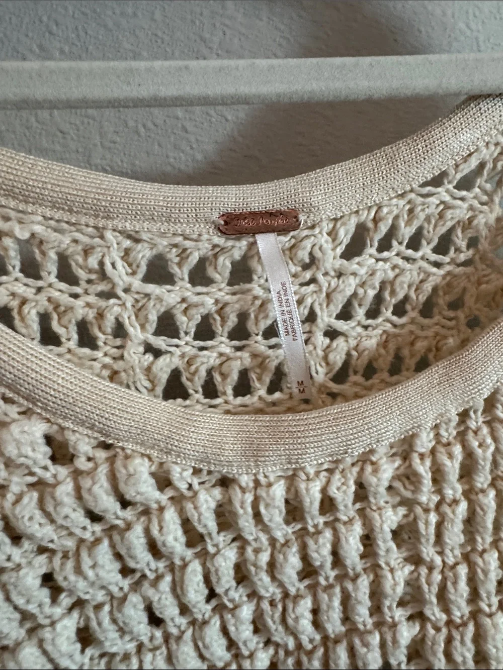 Free People Cream Open-Weave Scoop Neck Sweater